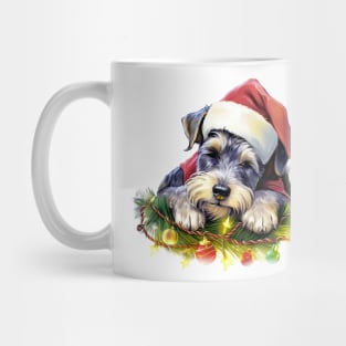 Lazy Miniature Schnauzer Dog at Christmas Mug